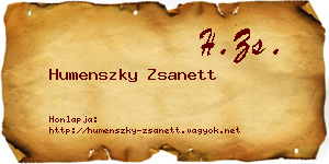 Humenszky Zsanett névjegykártya